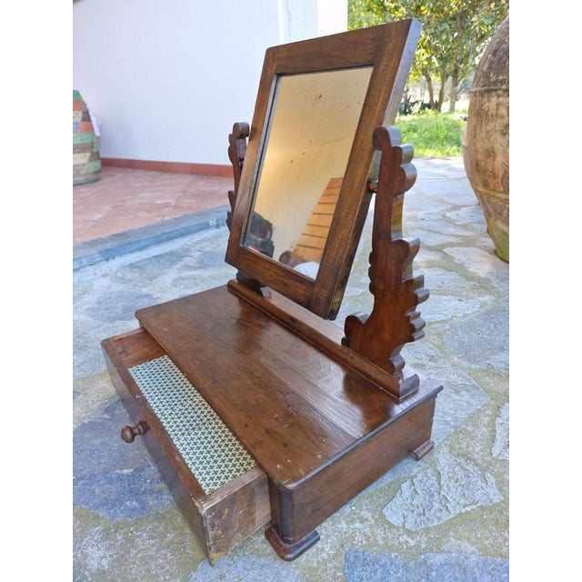 Small Walnut Dressing Table with Psiche Mirror, Early 1900s For Sale - Image 9 of 18