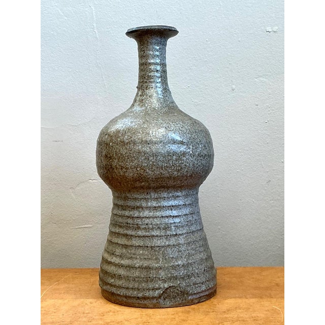 Late 20th Century Vintage Textured Studio Pottery Vase For Sale - Image 5 of 17