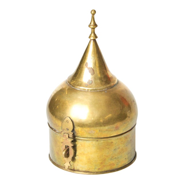 Vintage Decorative Brass Pandan Box With Stupa Lid For Sale