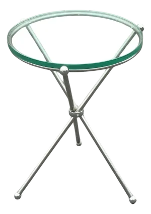 Vintage Italian Tripod Folding Silver Plate and Glass Side Table, 1978