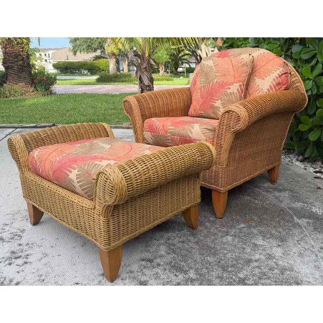 Vintage Henry Link Wicker Lounge Chair & Ottoman For Sale In Naples, FL - Image 6 of 15