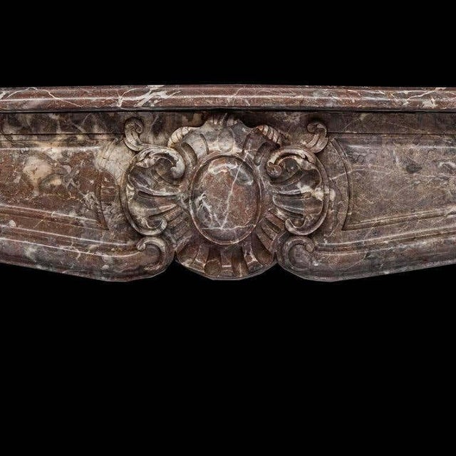 Rococo 19th Century Louis XV Style Fireplace Mantel in Rouge Royal Marble For Sale - Image 3 of 6