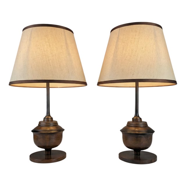 Adjustable Wooden Table Lamps, 1970s, Set of 2 For Sale