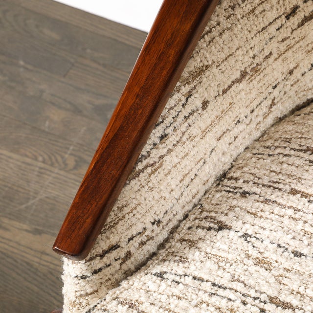 Mid-Century Modernist Tub Back Club Chair W/ Walnut Tapered Sculptural Supports For Sale - Image 15 of 17