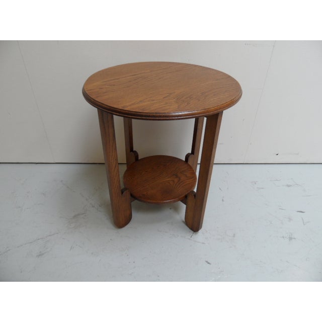 Art Deco Oak Round Coffee Table, 1930s For Sale - Image 10 of 10