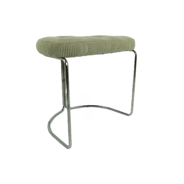 Vintage Chrome and Corduroy Vanity Stool For Sale - Image 4 of 9