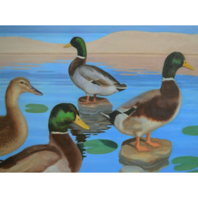 Mallard Ducks in Pond With Lily Pads, Horizontal Landscape by Hugh Hendry For Sale - Image 4 of 10