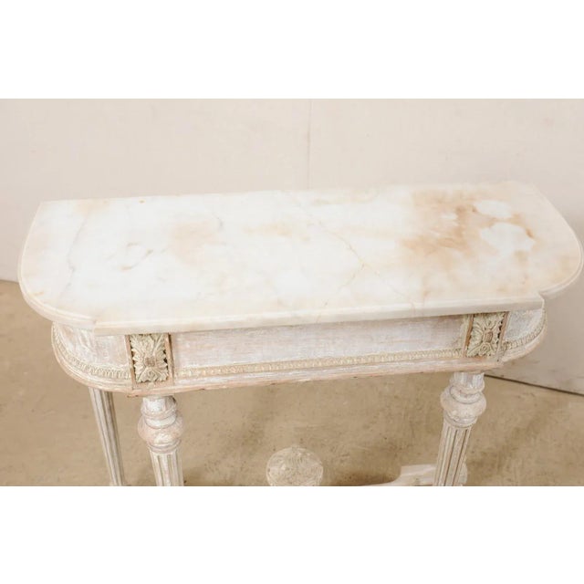 Wood Mid 20th Century French Neoclassical Console with Marble Top For Sale - Image 7 of 13