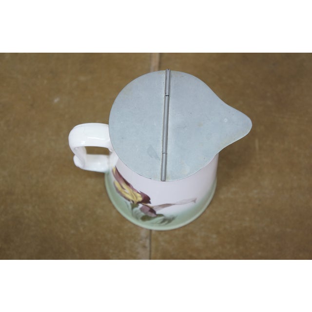 Antique Villeroy & Boch Porcelain Mettlach Metal Lidded Iris Flower Pitcher Jug 7" For Sale - Image 12 of 15