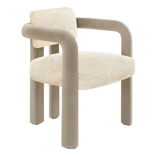 Double Arch Dining Chair in Fur and Velvet from Insidherland For Sale