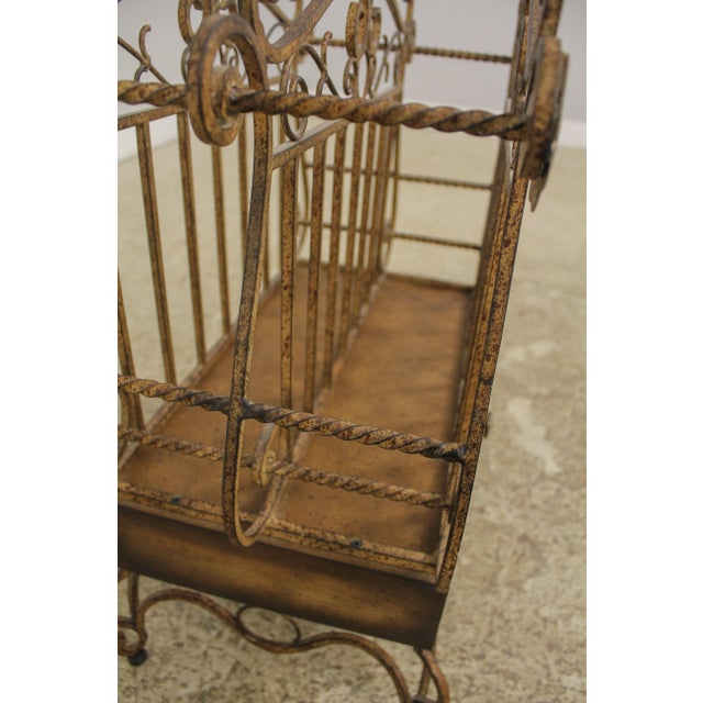 Metal Decorator Iron Magazine Rack W. Drawer For Sale - Image 7 of 13