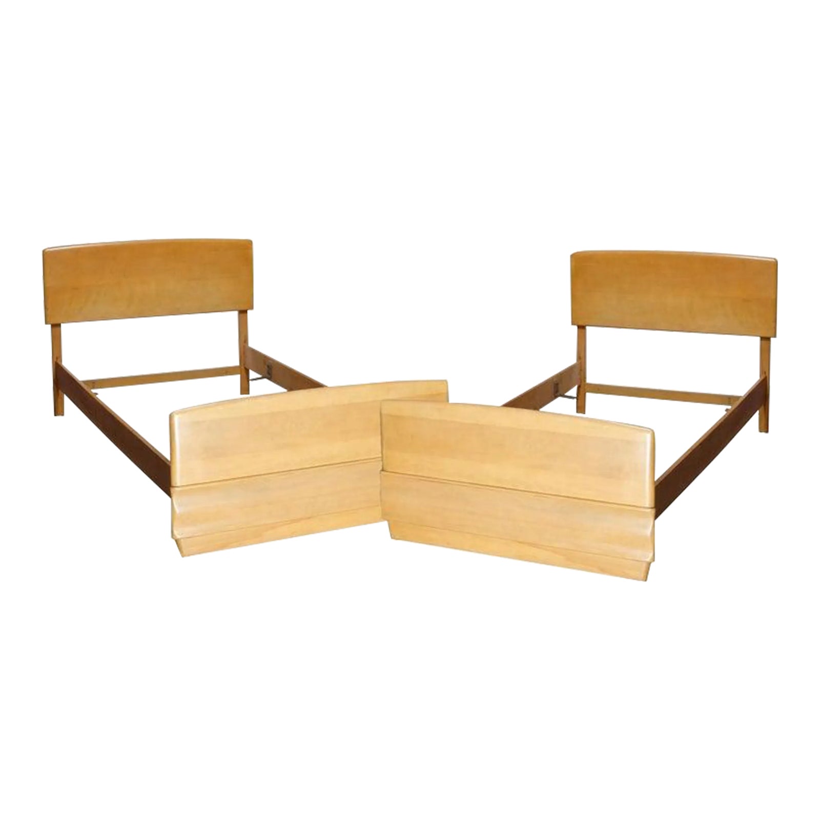 20th Century MidCentury Modern Heywood Wakefield Single Beds, Platinum a Pair Chairish