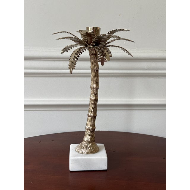 1990s Palm Leaf Style Candle Holders For Sale - Image 5 of 14