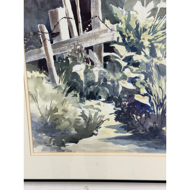 1990s Ann Cunningham Calla Lillies Framed Watercolor, Circa 1997 For Sale - Image 5 of 11