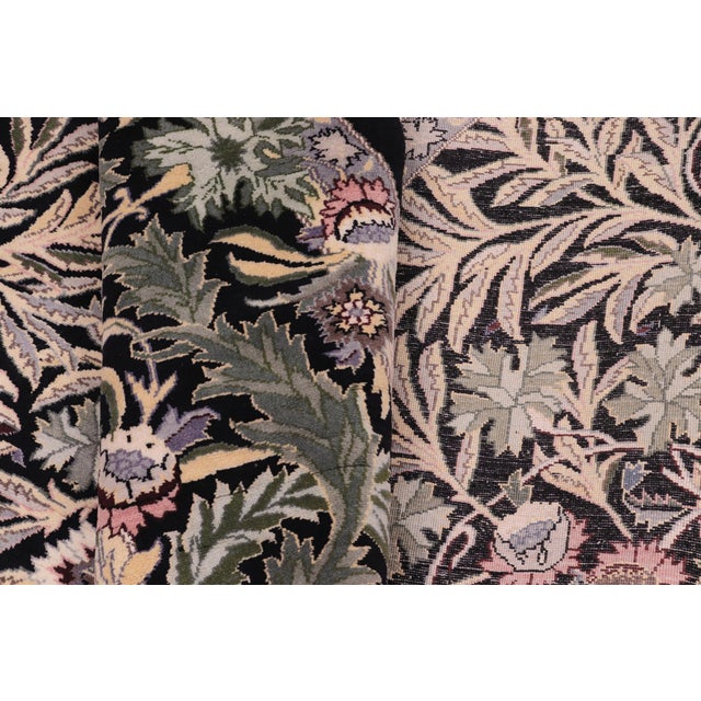 Textile Boho Chic 1990's Floral Pak-Persian Black/Gray Wool Round Rug- 8'2'' X 8'2'' For Sale - Image 7 of 8