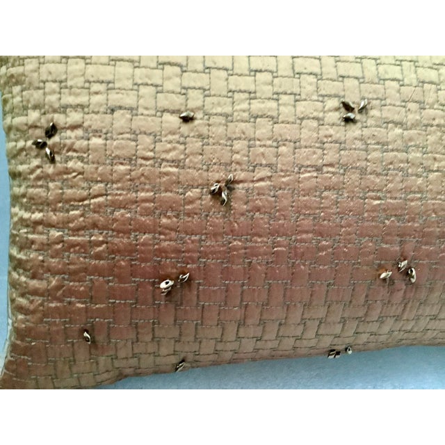 2020s Modern Hand Beaded Quilted Silk Lumbar Decorative Pillow Cover For Sale - Image 5 of 10