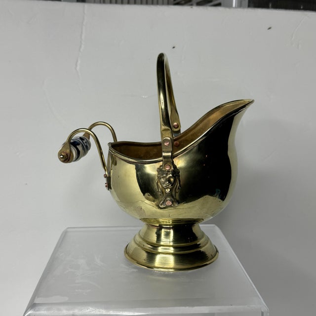 A traditional Dutch farmhouse fireplace coal hod has wonderful patina. Dutch antique fireplace or cookstove hod for coal...