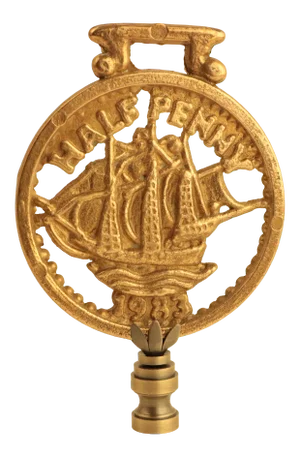 Halfpenny Coin English Brass Lamp Finial