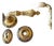 Pair of Sherle Wagner-style lever door handles / doorknobs and escutcheons // vintage hardware for French doors // cast brass with gilt For Sale