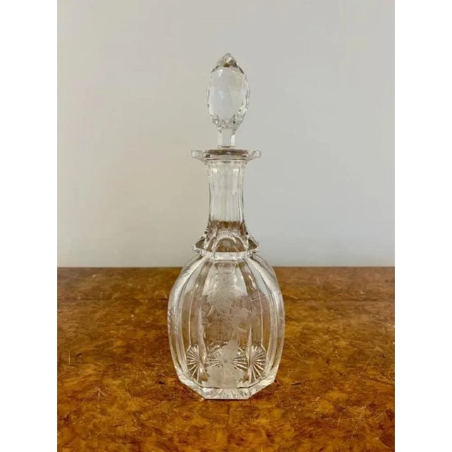 Late 19th Century Antique Victorian Engraved Decorated Glass Decanter, 1880 For Sale - Image 5 of 5