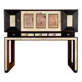 Italian Art Deco Parchment Cabinet Bar attributed to Osvaldo Borsani, 1940 For Sale