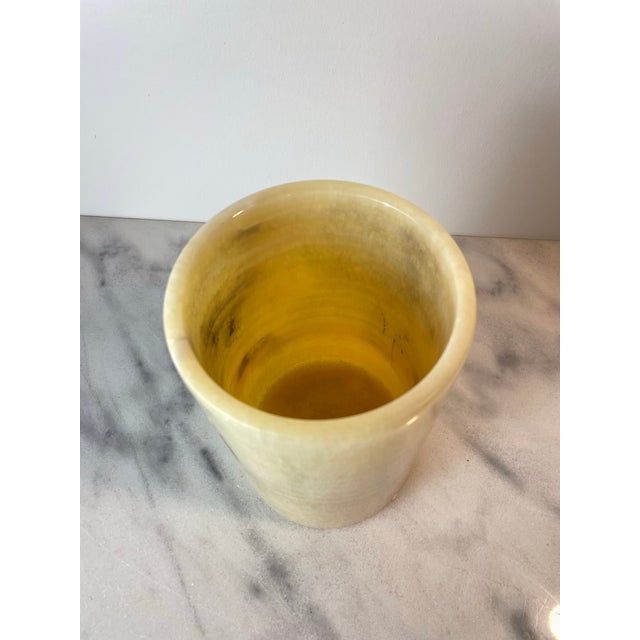 Mid-Century Modern Mid 20th Century Cylinder Onyx Marble Vase or Candle Holder For Sale - Image 3 of 6