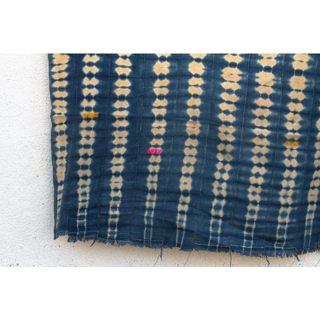 1980s Vintage African Moss "Volta River" Indigo Throw For Sale - Image 5 of 6