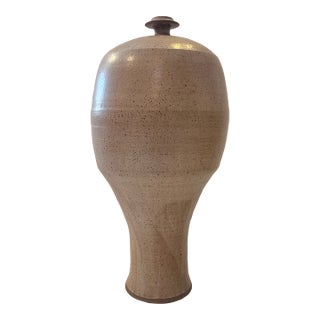 Large Tan Ceramic Vessel by Stephen May For Sale