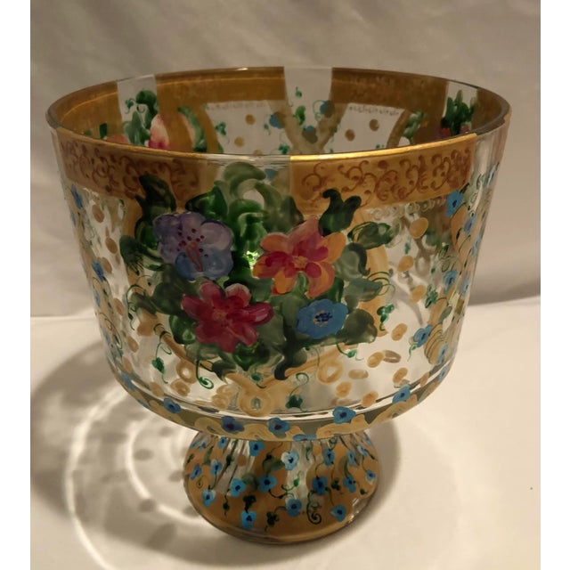 Glass 1990s Diana Galkasova Hand Painted Crystal Footed Bowl For Sale - Image 7 of 11
