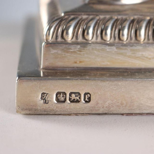 Silver Corinthian Column Lamp in Sterling Silver from Hawksworth Eyre & Co. Sheffield For Sale - Image 8 of 9