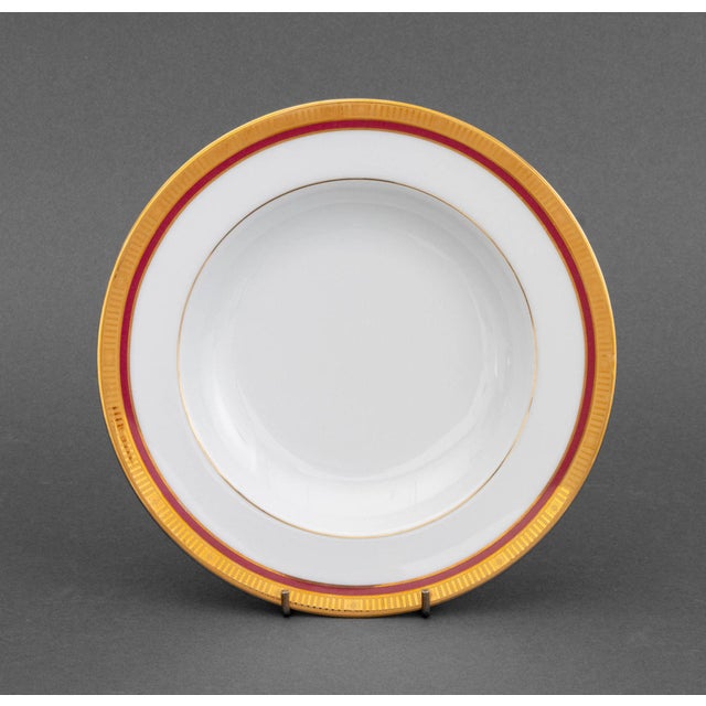 White Bernardaud "Madison Carmin" Pattern Porcelain Dinnerware Service for Eleven For Sale - Image 8 of 11