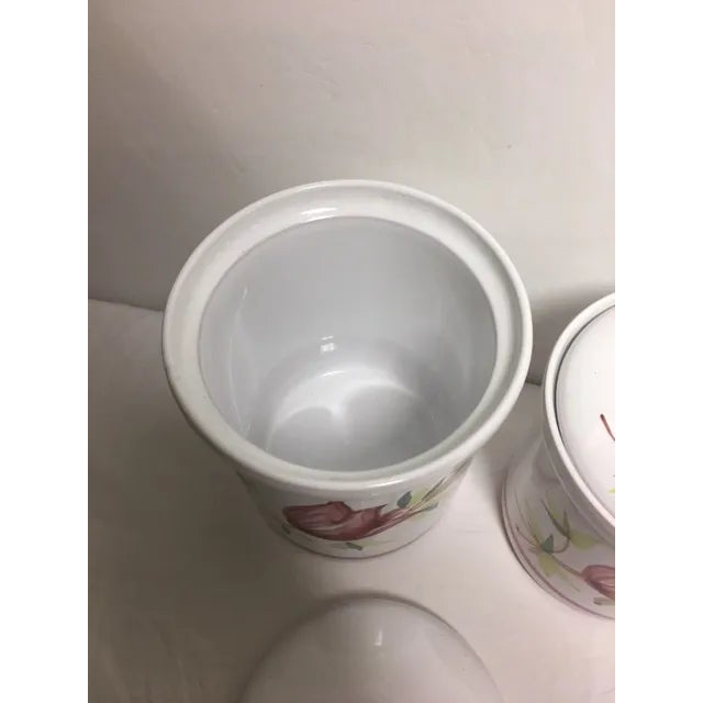 Ceramic Vintage Hand Painted Terracotta Canisters - Set of 4 For Sale - Image 7 of 9