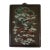 1930s Chinese Dragon Painted Glass Colored Flowers White Clouds Brown Wood Frame Brass Hanging Hardware For Sale