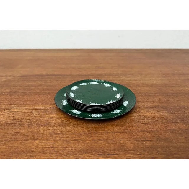 Mid-Century Metal Coaster Plates, 1960s, Set of 7 For Sale - Image 9 of 11