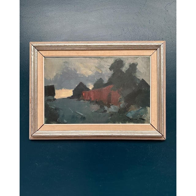 Arne Aspelin, Red Barn, 1950s, Oil on Canvas, Framed For Sale - Image 6 of 13
