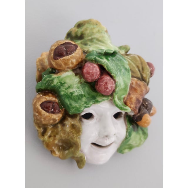 Mid-Century Modern Vintage Earthware Commedia Mask attributed to Eugenio Pattarino, Florence, 1960s For Sale - Image 3 of 9