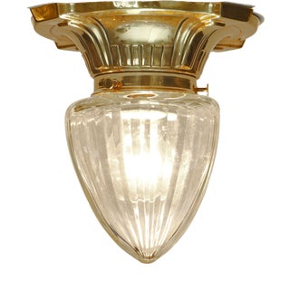 Art Nouveau Glass and Brass Ceiling Lamp, 1890s For Sale