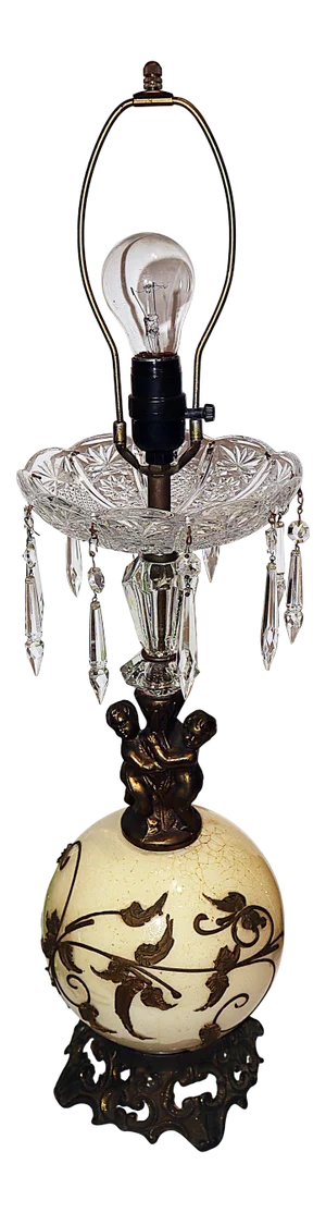 Hollywood Regency Crystal Cherub Table Lamp