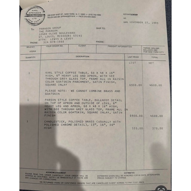 1980s 1980s Karl Springer Style Custom Parchment Coffee Table For Sale - Image 5 of 5