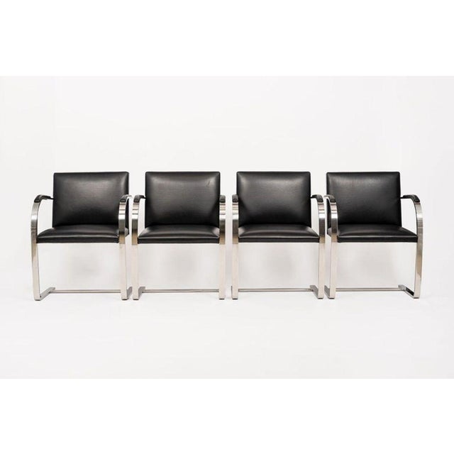 Mid Century Black Brno Chairs by Mies Van Der Rohe for Knoll Set of 4 For Sale - Image 12 of 13