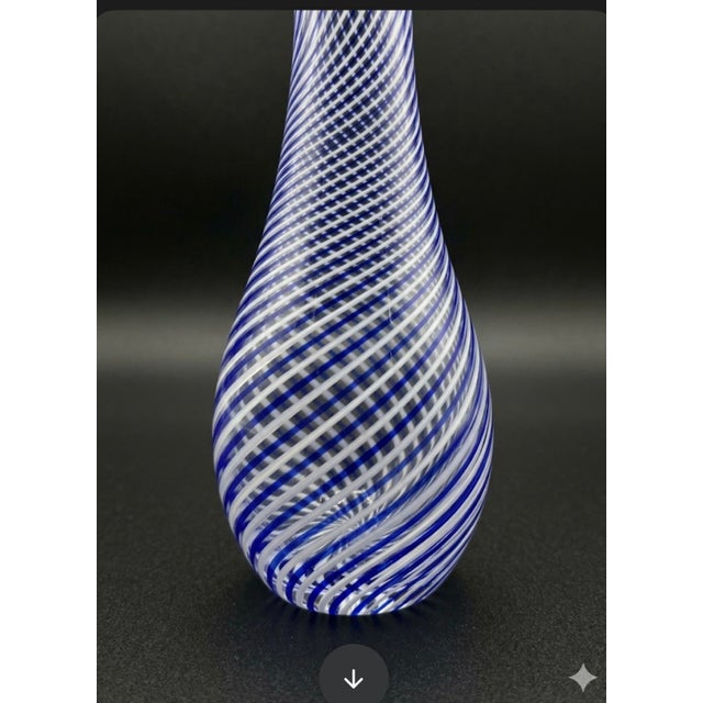 Mediterranean Pasabahce Crystal Vase Blue & White "Eye of the Nightingale" Bud Vase Design Ts 6500 For Sale - Image 3 of 3