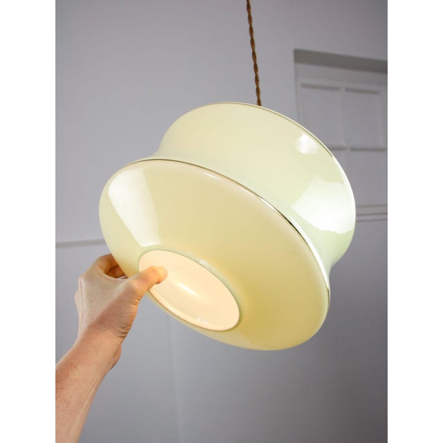 Mid-Century Modern Italian Brass and Green Glass Pendant Lamp For Sale - Image 5 of 18