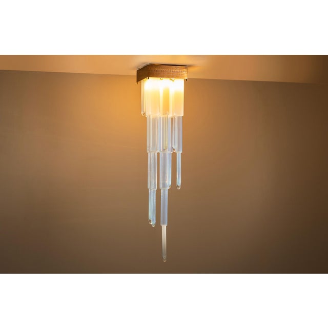 1970s Model LS 146 Ceiling Fixture with Blown Opaline Elements by Carlo Nason for AV Mazzega, Italy, 1970s For Sale - Image 5 of 14