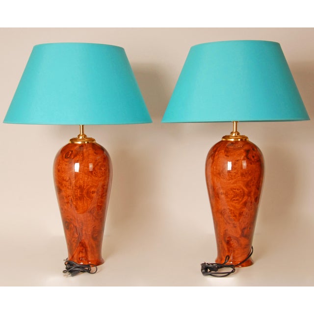 Tall French Vintage Ceramic table lamps vase lamps, a pair Material: Porcelain - Ceramic Design : In the manner of Le...