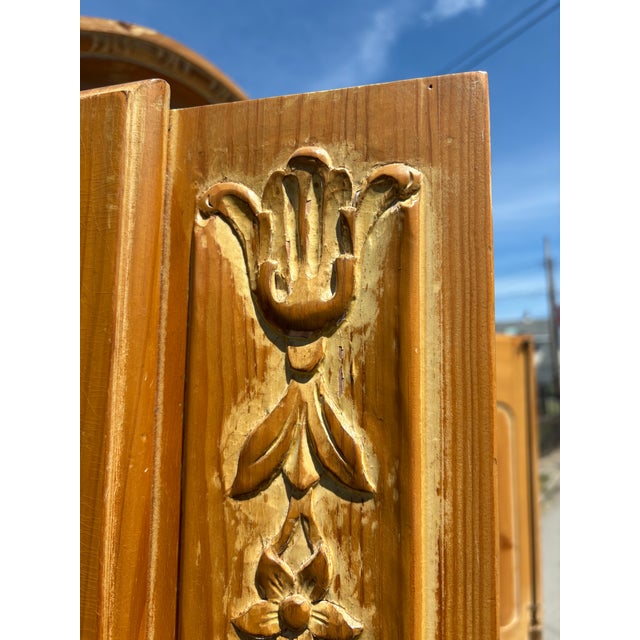 Rustic Scrubbed Pine Hand Carved French Country Armoire For Sale - Image 11 of 12