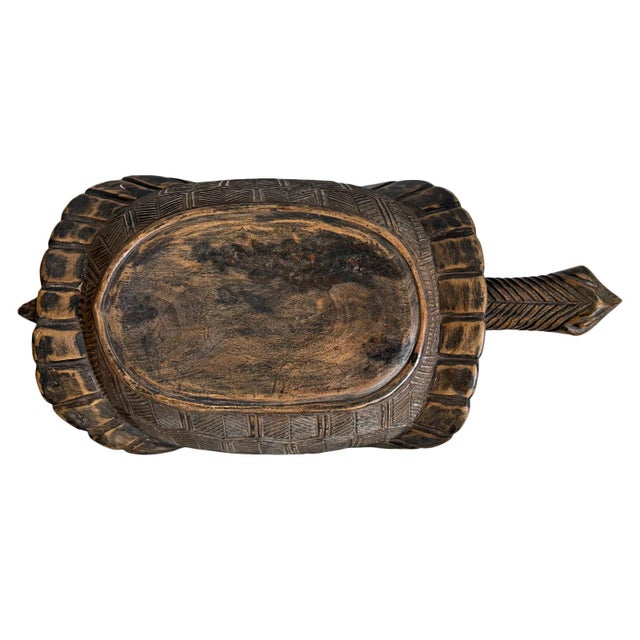 Vintage Burkina Faso Tropical Tribal Turtle Low Stool For Sale - Image 4 of 7