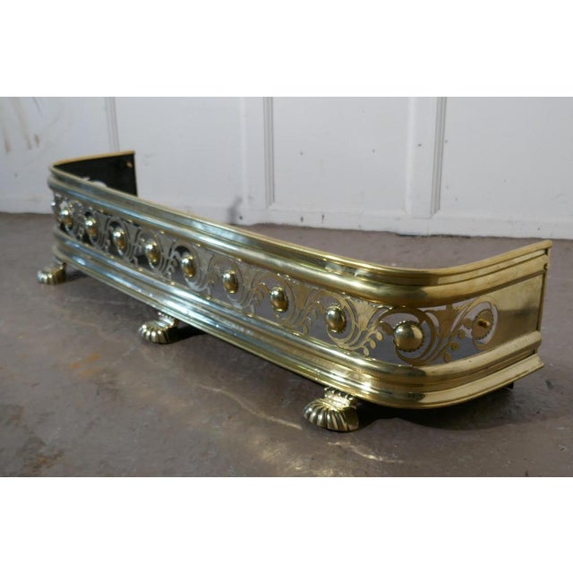 Arts & Crafts Pierced Brass Fender, 1880s For Sale - Image 4 of 7
