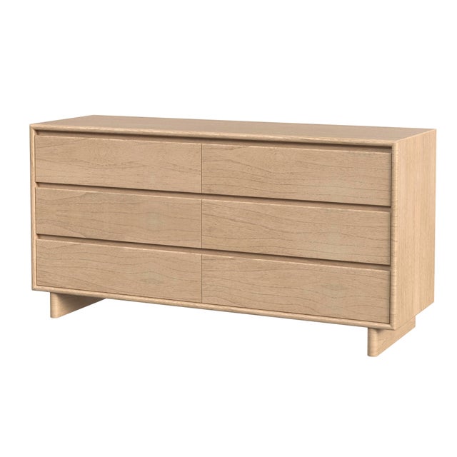 Cream Halmstad 62 in. W Rectangular Wood Panel 6 Drawer Dresser with Soft Close Drawers, Blonde Oak For Sale - Image 8 of 8
