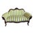 1910s Victorian Settee Reupholstered in Green and White Italian Sunbrella For Sale