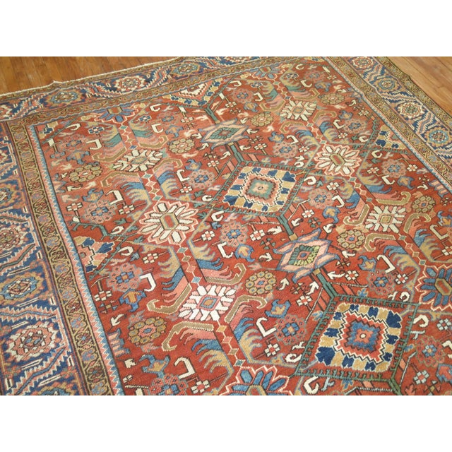 Farmhouse Early 20th Century Square Antique Heriz Rug, 8'11'' X 10'8'' For Sale - Image 3 of 12